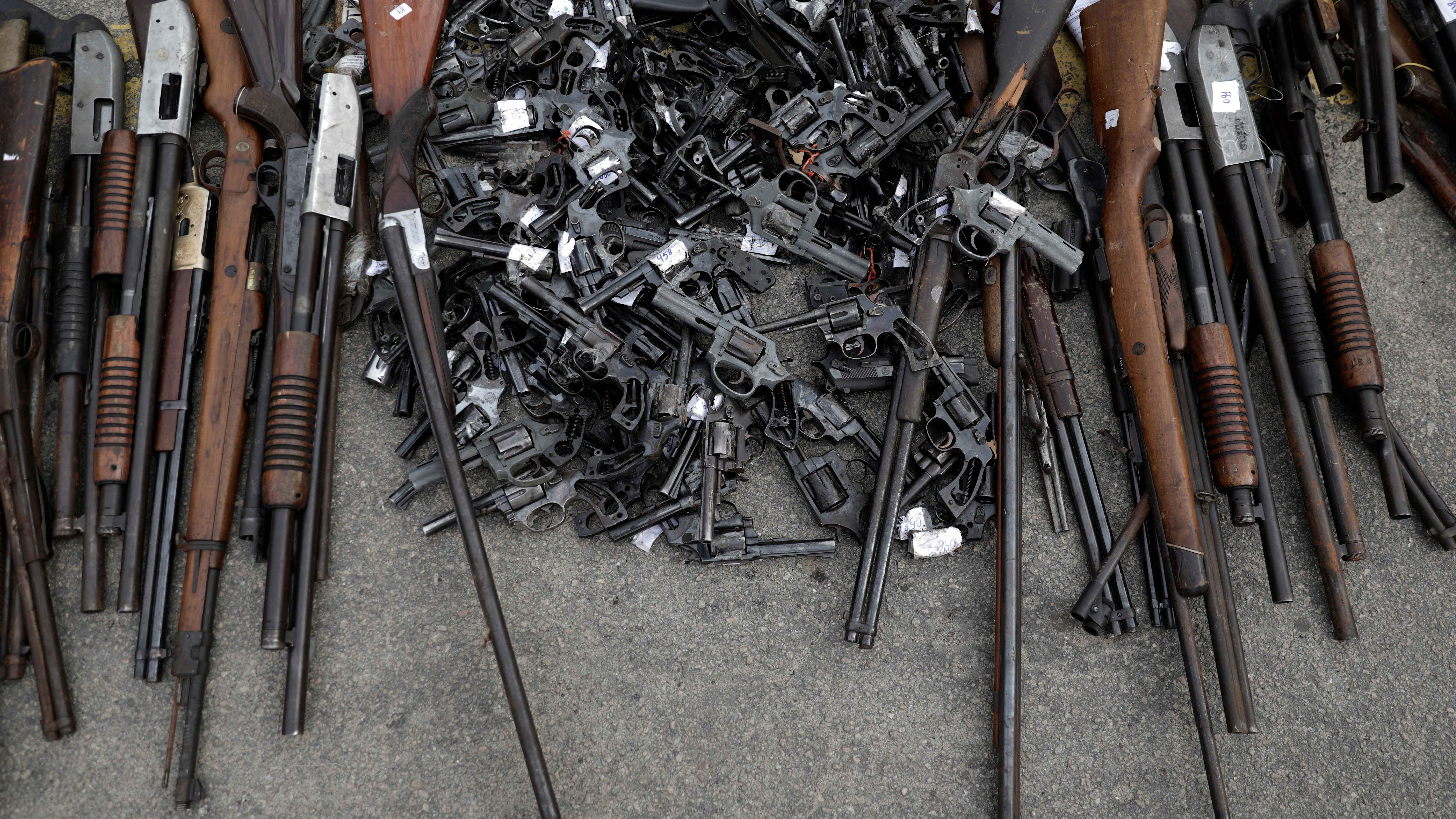 Some of about 4,000 guns seized by Brazil's Federal Police or delivered